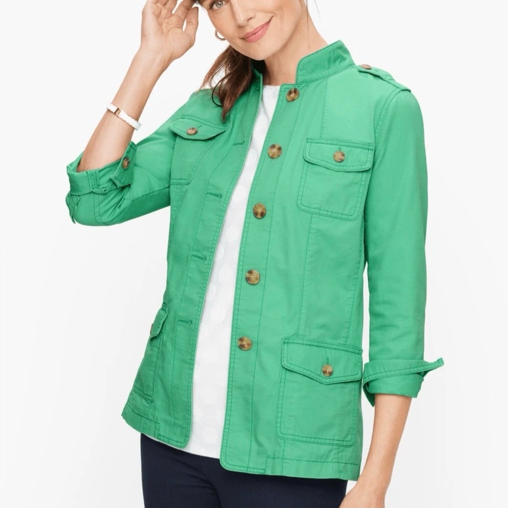 Talbots Green Utility Jacket - Women's Casual Military Style size XL